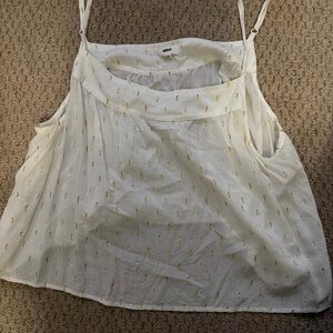 Aerie White Camisole with Gold Accents